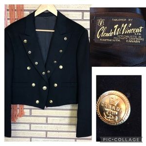 Vintage Canadian Black Wool Military Jacket - Chest 40 - Unisex -Short Tuxedo